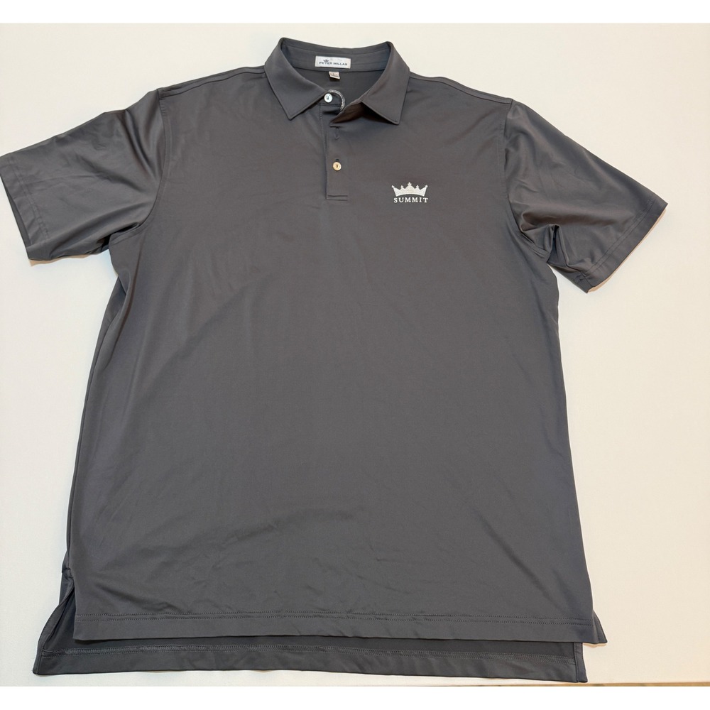 Peter Millar Summit Golf Polo Shirt Mens Large Gray Performance Short Sleeve